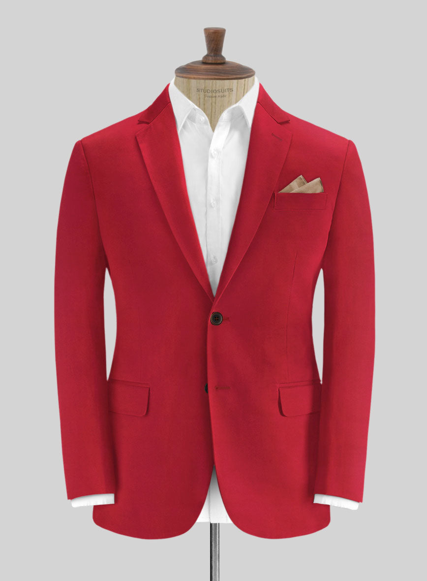 Italian Red Cotton Suit - StudioSuits