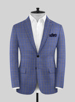 Italian Ribato Blue Wool Jacket - StudioSuits