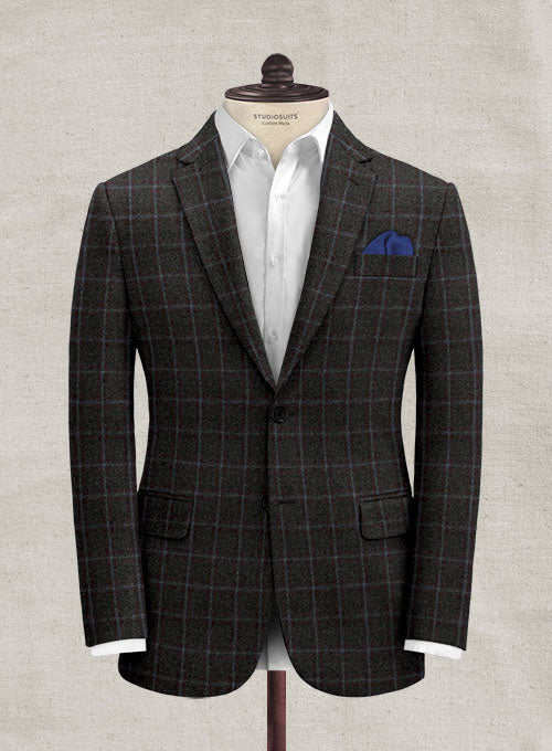 Italian Rimini Dark Gray Checks Tweed Jacket - StudioSuits