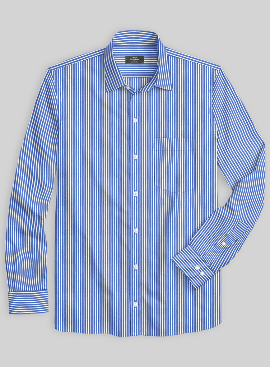 Italian Royal Blue Stripe Shirt - StudioSuits