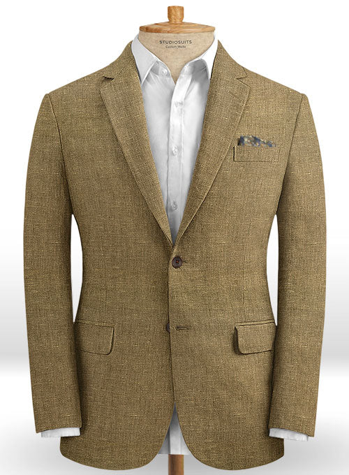 Italian Royal Brown Linen Jacket - StudioSuits