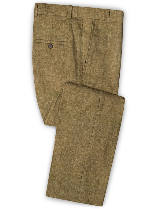 Italian Royal Brown Linen Pants - StudioSuits