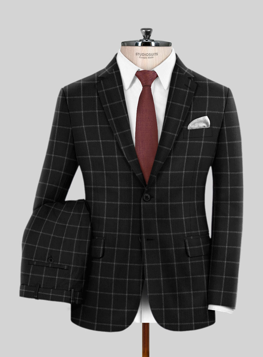 Italian Scuelo Black Wool Suit - StudioSuits