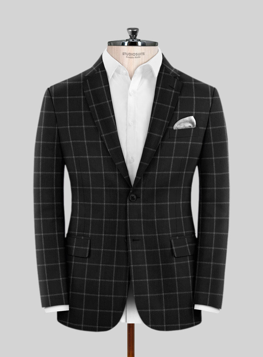 Italian Scuelo Black Wool Suit - StudioSuits