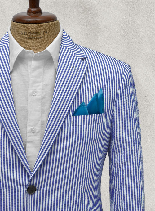 Italian Seersucker Cobalt Blue Jacket - StudioSuits