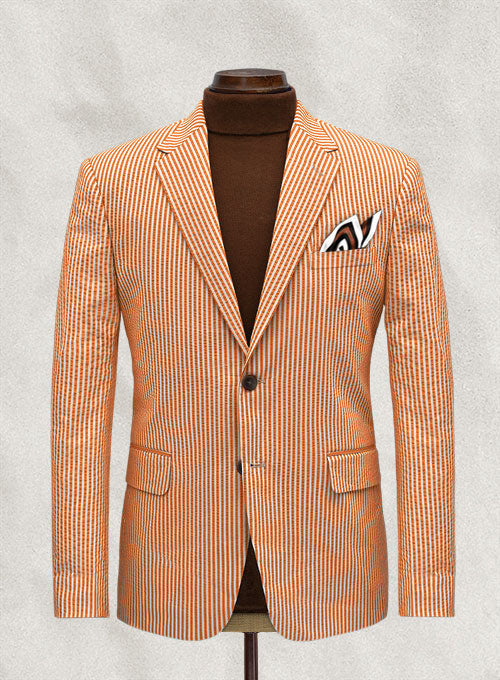 Italian Seersucker Orange Jacket - StudioSuits