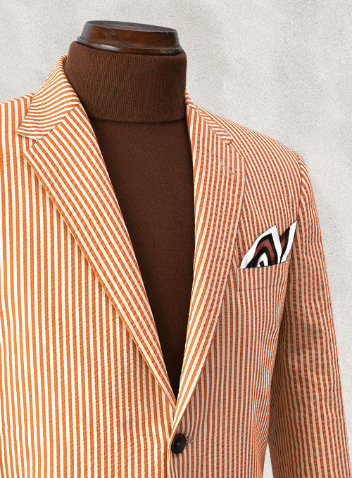 Italian Seersucker Orange Jacket - StudioSuits