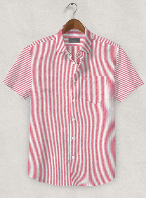 Italian Seersucker Pink Shirt