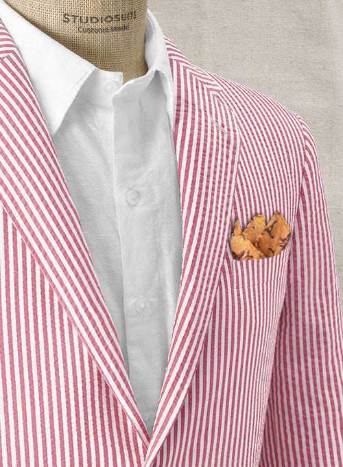 Italian Seersucker Pink Jacket - StudioSuits