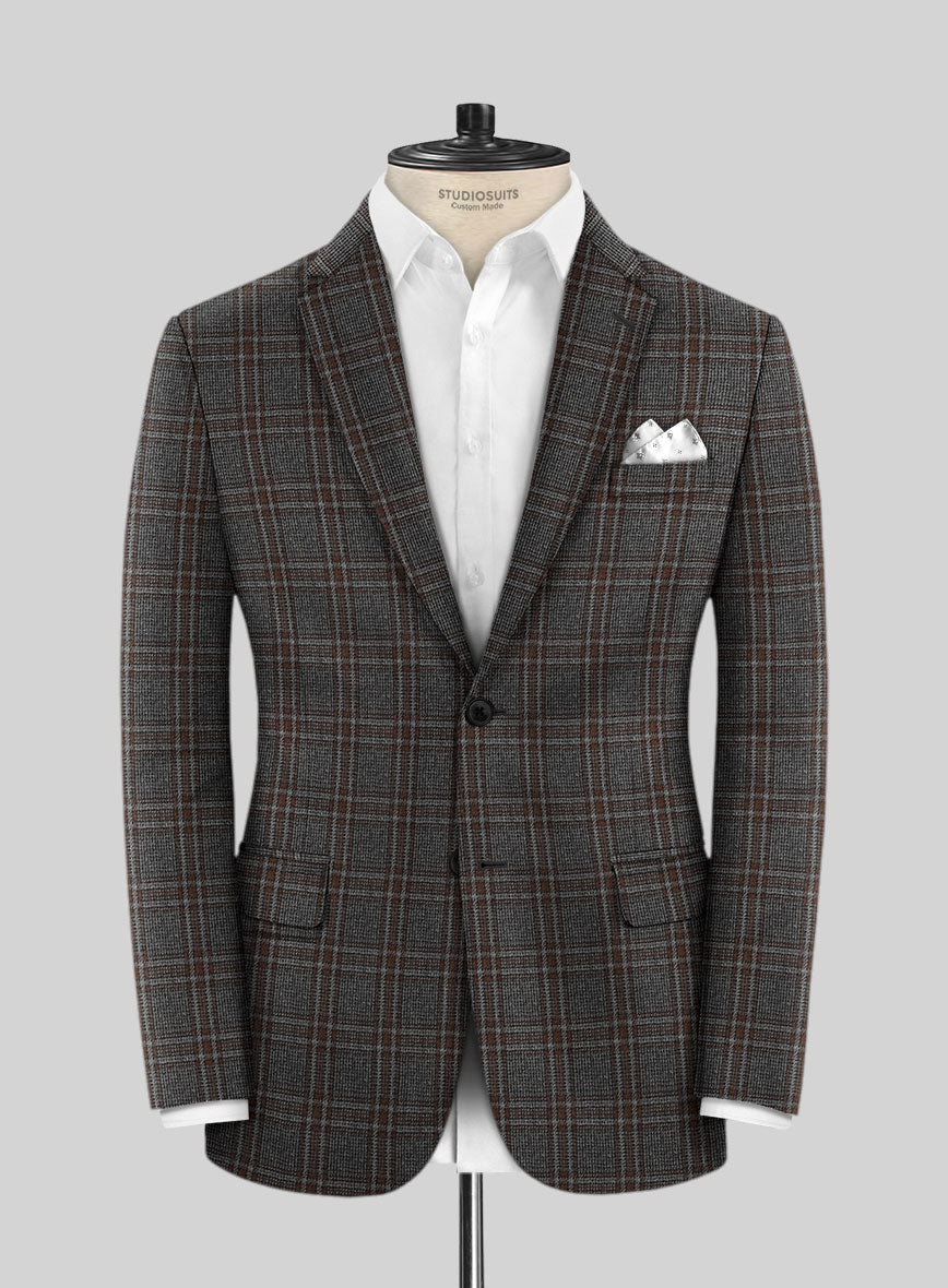 Italian Senna Checks Wool Jacket - StudioSuits