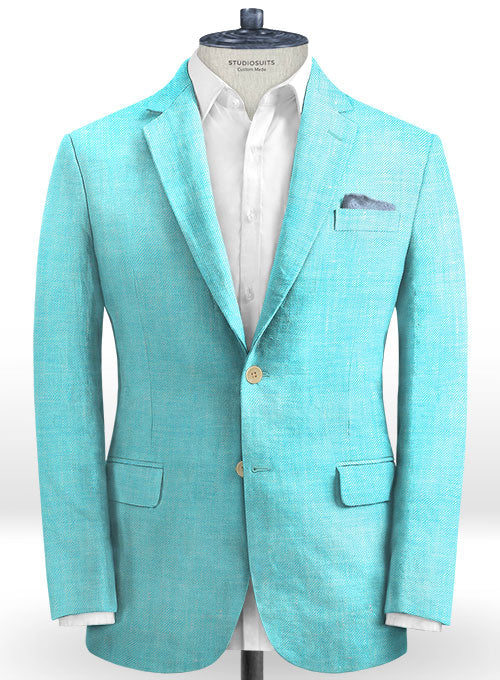 Italian Spring Blue Linen Jacket - StudioSuits