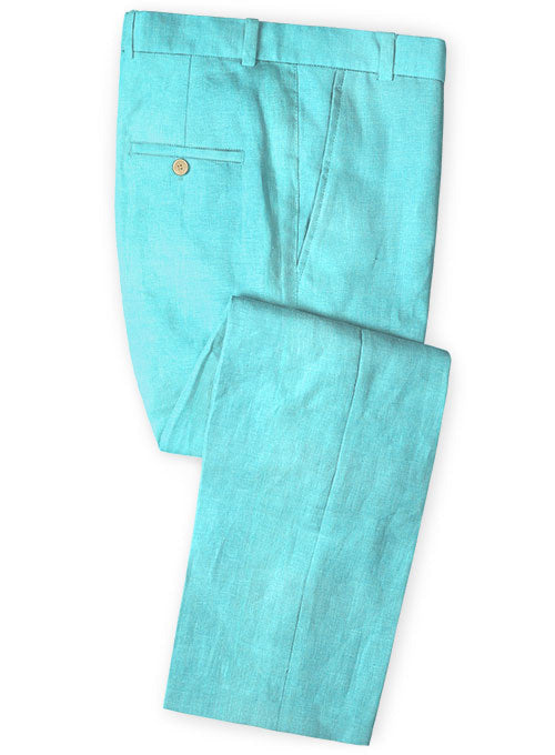 Italian Spring Blue Linen Pants - StudioSuits