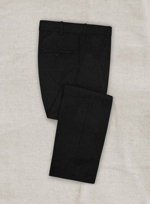 Italian Tela Black Wool Linen Pants - StudioSuits