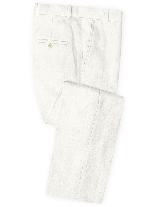 Italian Tropic Cream Linen Pants - StudioSuits