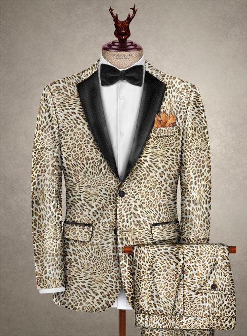 Italian Velvet Leopard Tuxedo Suit - StudioSuits