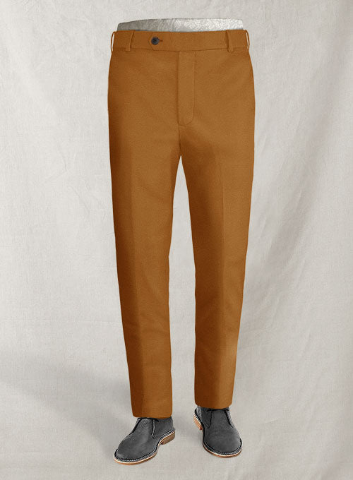 Italian Vivid Tan Cotton Pants - StudioSuits