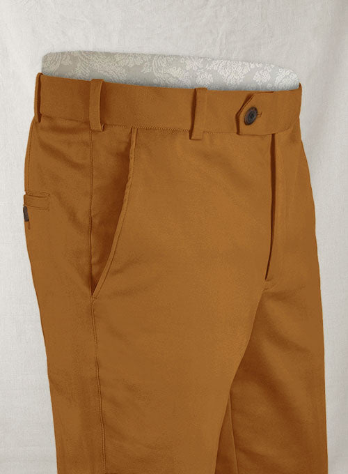 Italian Vivid Tan Cotton Pants - StudioSuits