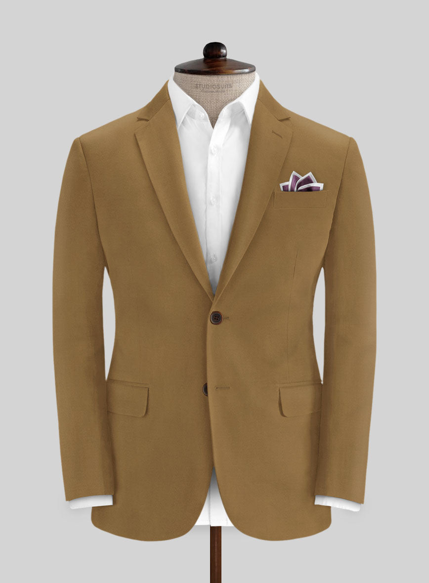 Italian Walnut Brown Cotton Stretch Jacket - StudioSuits