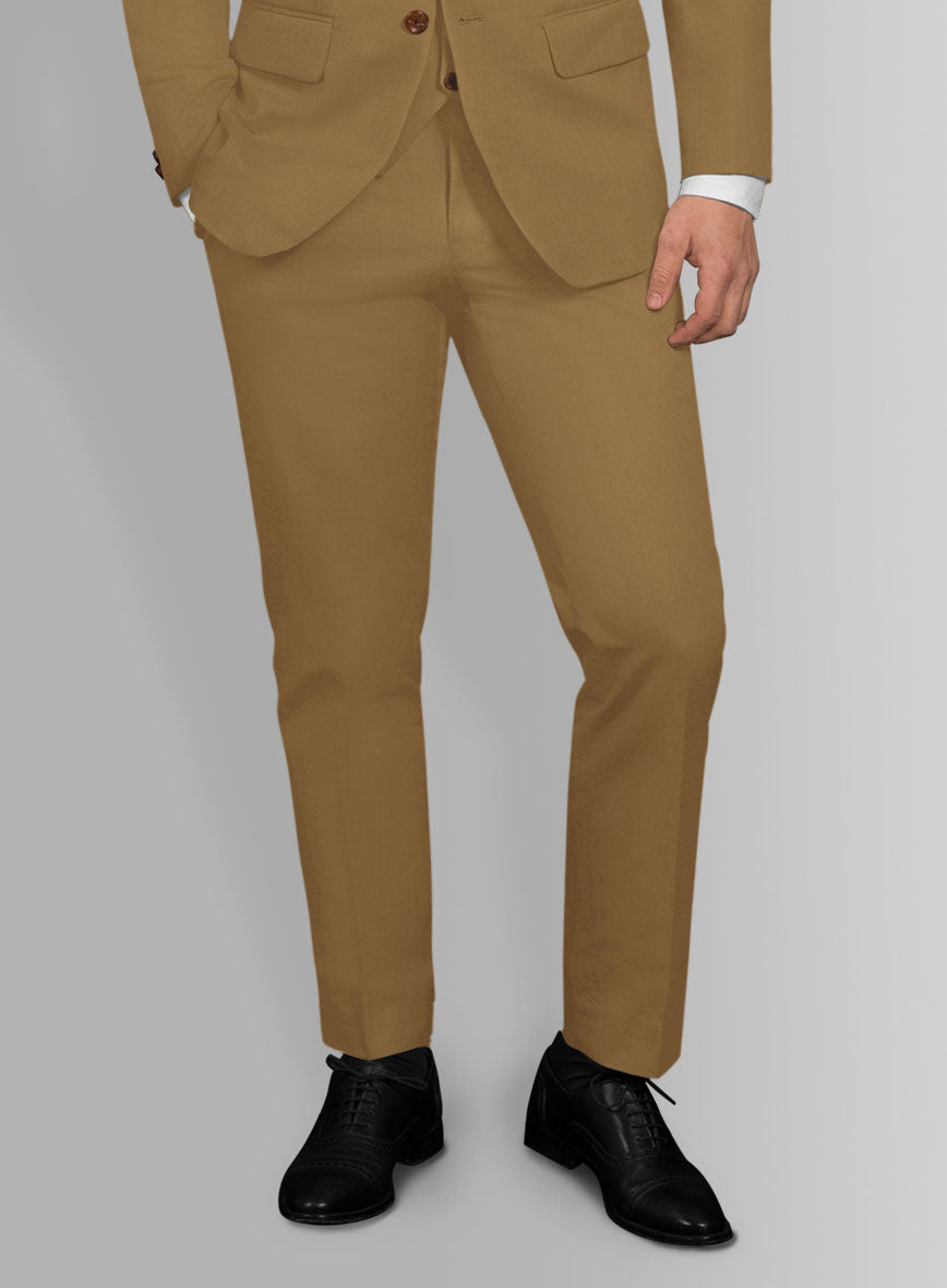 Italian Walnut Brown Cotton Stretch Pants - StudioSuits