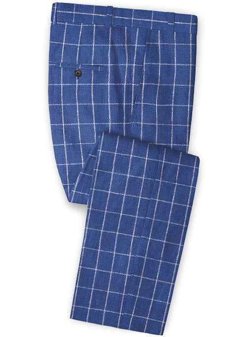 Italian Wave Blue Linen pants - StudioSuits