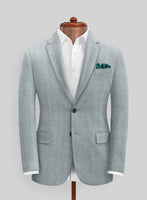 Italian Wide Herringbone Light Blue Tweed Suit - StudioSuits