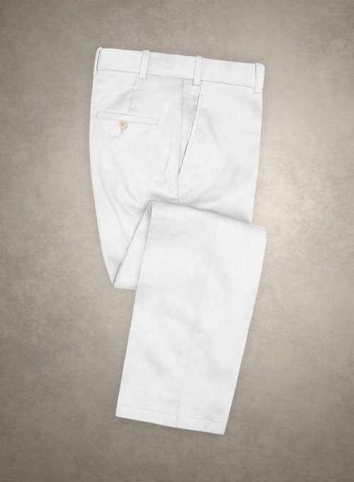 Italian White Cotton Stretch Pants - StudioSuits