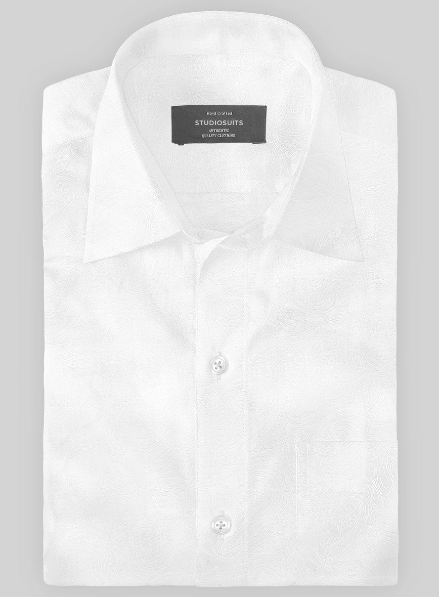 Italian White Paisley Shirt - StudioSuits