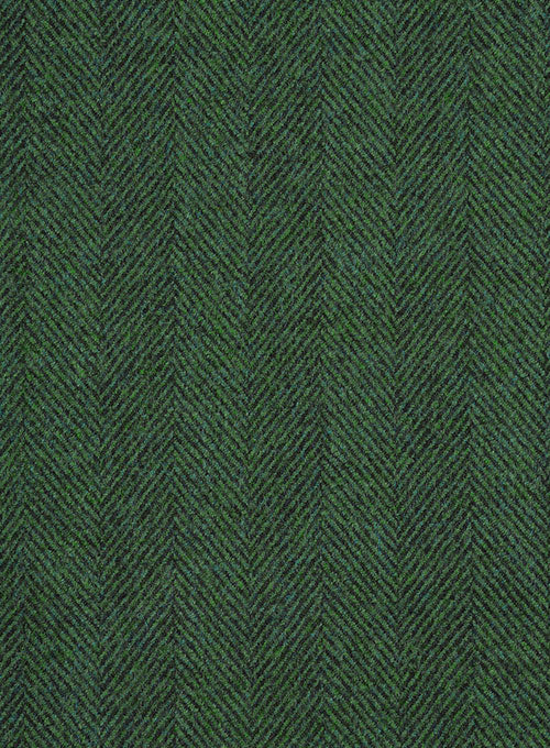 Italian Wide Herringbone Green Tweed Jacket - StudioSuits