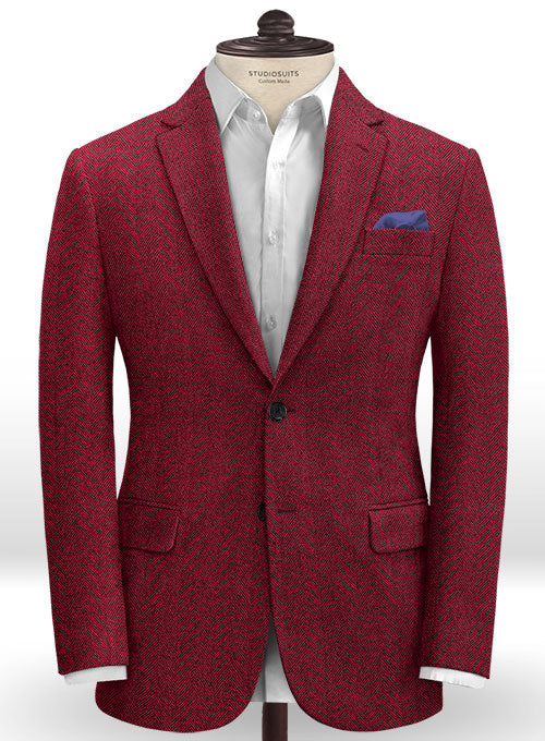 Italian Wide Herringbone Wine Tweed Jacket – StudioSuits