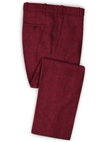 Italian Wide Herringbone Wine Tweed Pants - StudioSuits