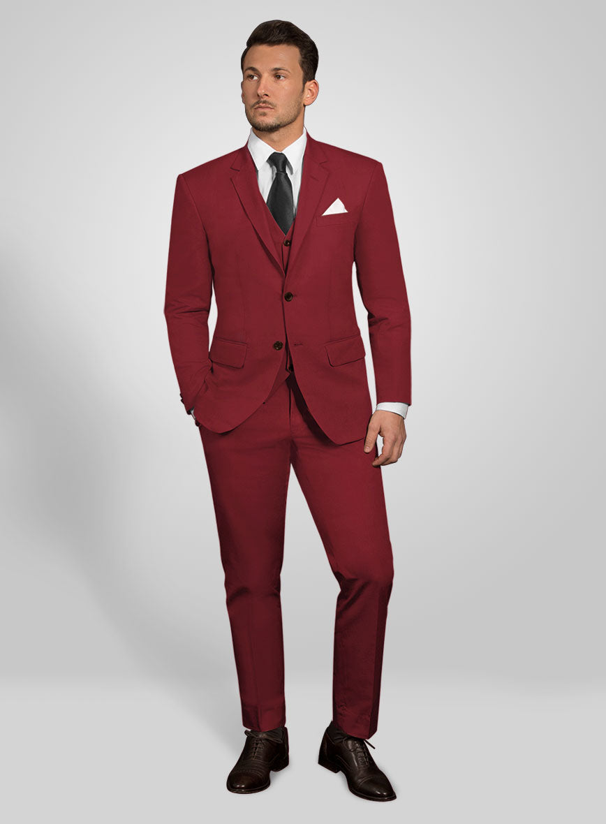 Italian Wine Cotton Suit - StudioSuits