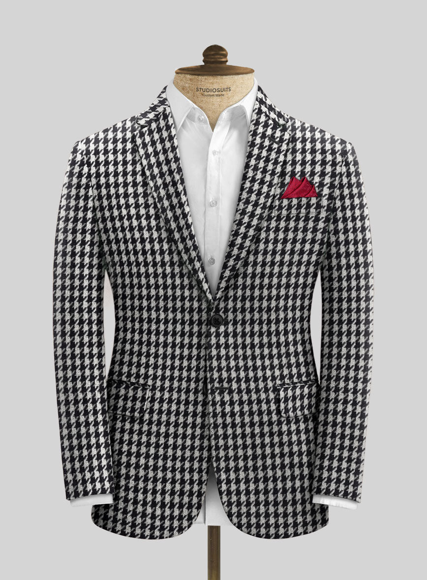 Italian Wool Cotton Houndstooth Lendro Jacket - StudioSuits