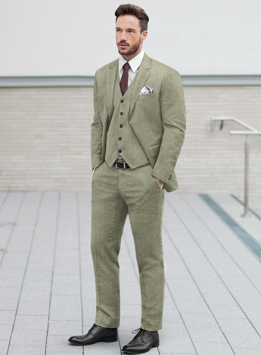Italian Wool Cashmere Moss Green Suit - StudioSuits