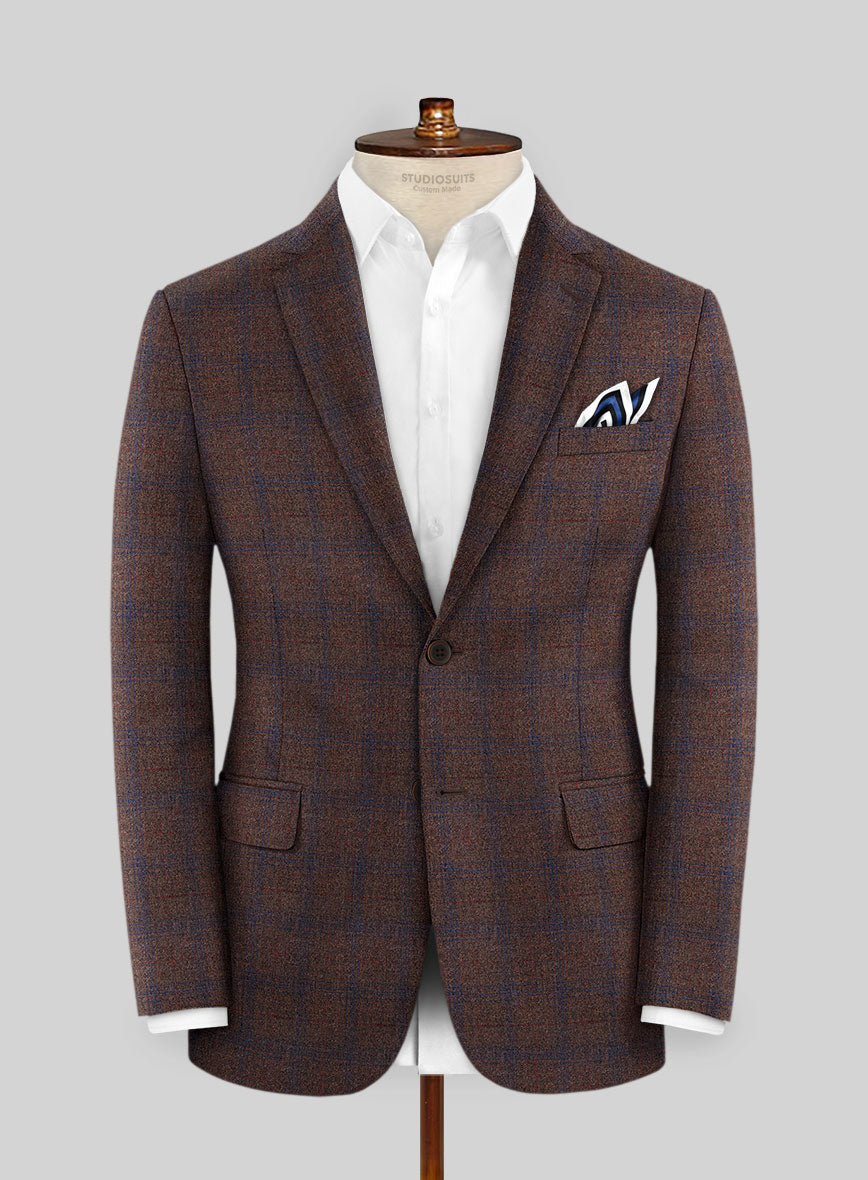 Italian Wool Cashmere Ofrido Brown Checks Jacket - StudioSuits