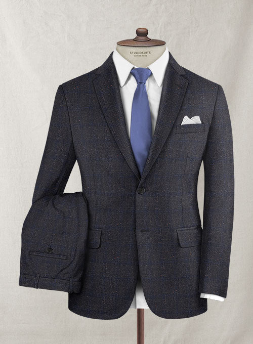 Italian Wool Cashmere Donegal Slate Brown Suit - StudioSuits