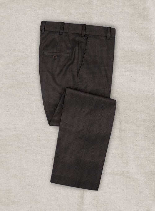 Italian Wool Glen Brown Pants - StudioSuits