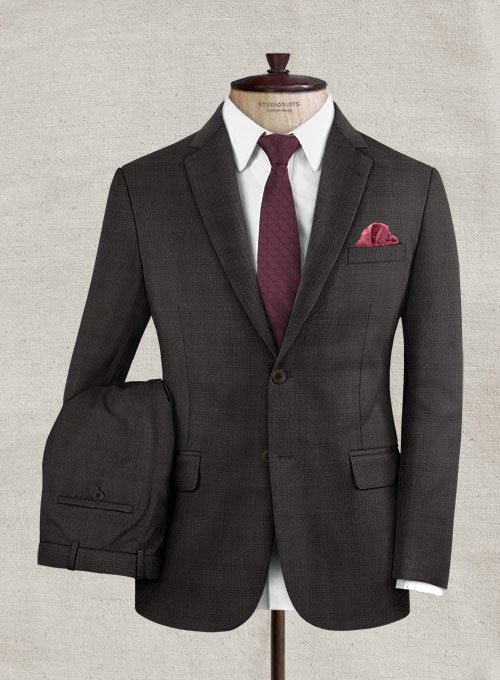 Italian Wool Glen Brown Suit - StudioSuits