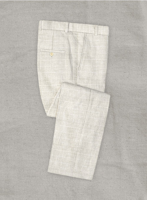 Italian Linen Lusso Ivory Pants - StudioSuits