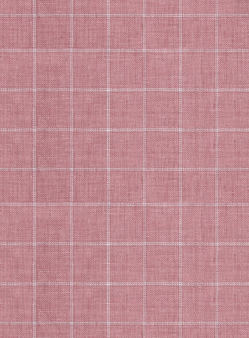 Italian Linen Pink Checks Jacket - StudioSuits