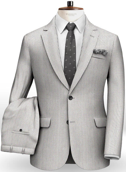 Italian Linen Silk Cotton Seerssucker Tanno Suit - StudioSuits