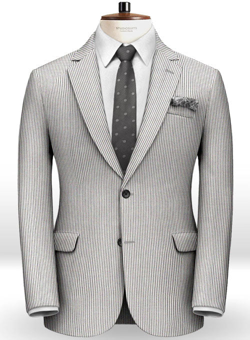 Italian Linen Silk Cotton Seerssucker Tanno Suit - StudioSuits