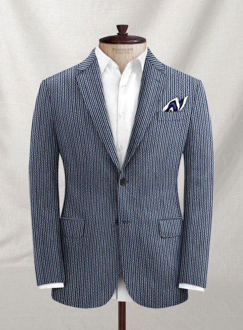 Italian Seersucker Cotton Stretch Ilison Jacket - StudioSuits