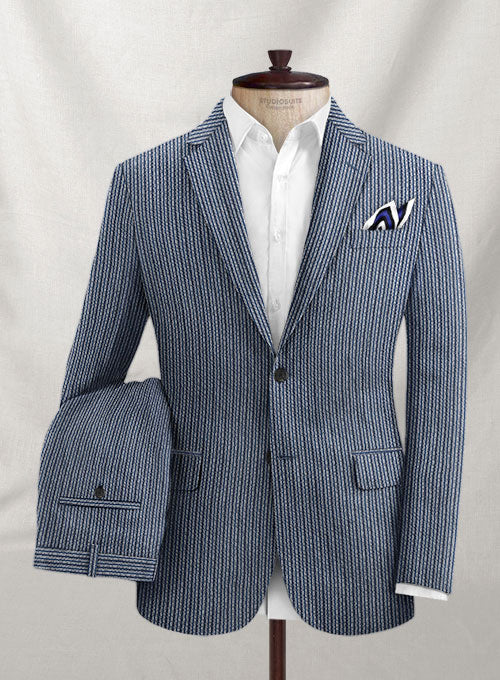 Italian Seersucker Cotton Stretch Ilison Suit - StudioSuits