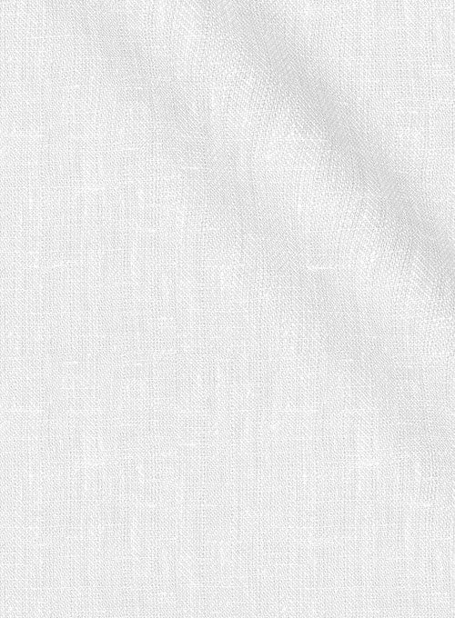 Italian Linen White Herringbone Pants - StudioSuits