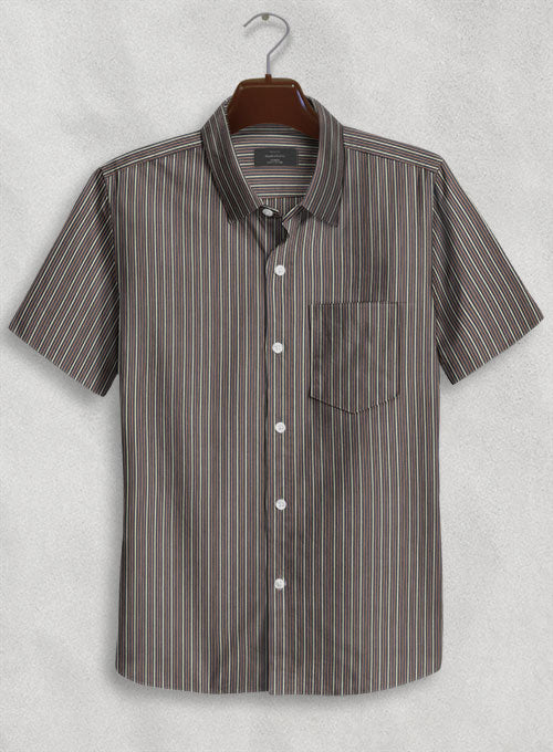 Italian Old Shuttle Loom Brown Stripe Shirt