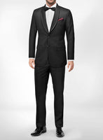Italian Style Black Wool Tuxedo - Satin Trim - StudioSuits