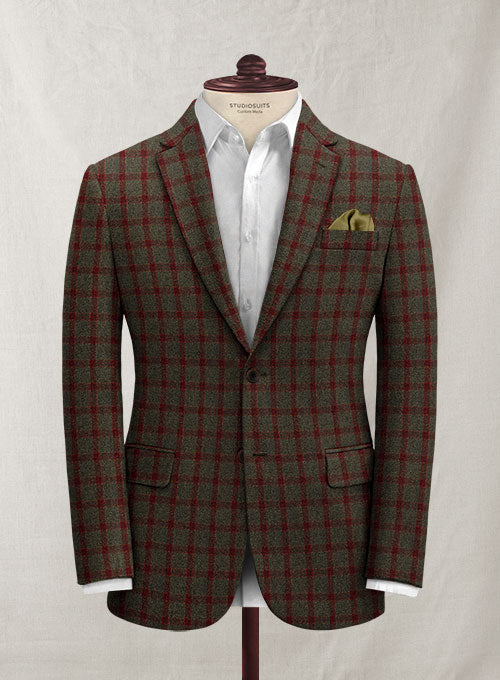 Italian Jacopi Melange Green Tweed Jacket - StudioSuits