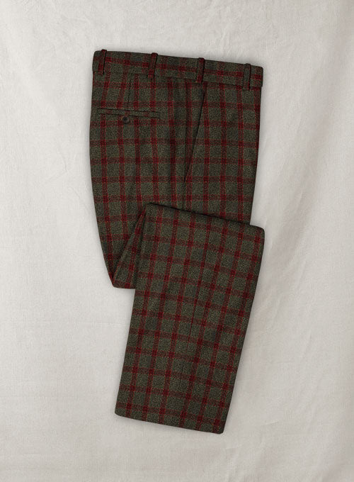 Italian Jacopi Melange Green Tweed Pants - StudioSuits