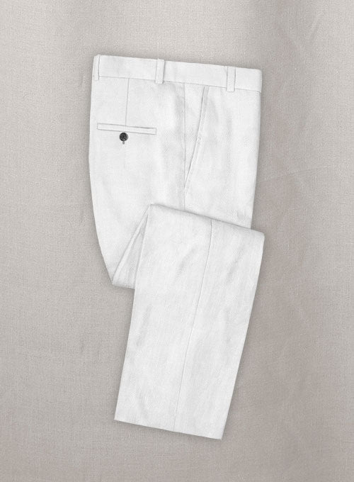 Italian Linen Cavalry White Pants - StudioSuits