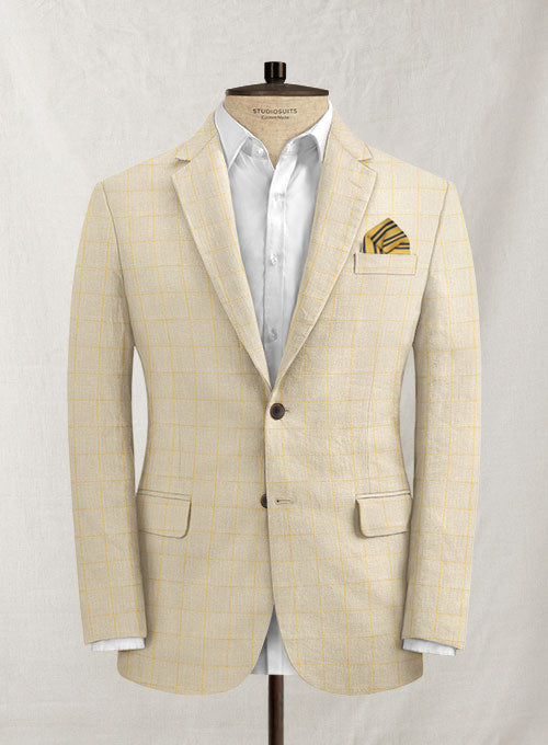 Italian Linen Prima Beige Checks Suit - StudioSuits